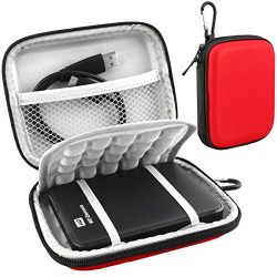Lacdo EVA Shockproof Carrying Case for Western Digital My Passport Studio Ultra Slim Essential WD Elements SE Portable 500GB 1TB 2TB Mac USB 3.0 Portabl 2.5 inch External Hard Drive Travel Bag, Red
