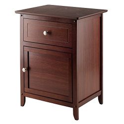 Winsome Wood Night Stand/Accent Table with Drawer and Cabinet for Storage, Antique Walnut
