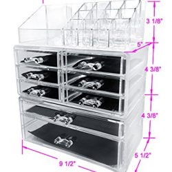 Sodynee Acrylic Makeup Cosmetic Organizer Storage Drawers Display Boxes Case, Three Pieces Set