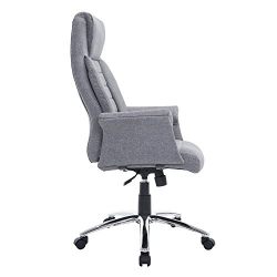 HOMCOM High Back Fabric Executive Office Chair - Light Gray