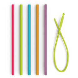8.25" Slim Reusable Silicone Straws + Cleaner - Non-Rubber, BPA Free Slim Silicon Drinking Replacement Straws for 20 oz Yeti Tumblers - Chewy, Bendy, Flexible Safe Straws for Kids/Toddlers