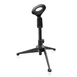 ARCHEER Foldable Tripod Desktop Microphone Stand Holder with Adjustable Mic Clip for Podcasts, Online Chat, Conferences, Lectures, and More