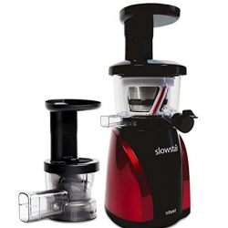 Tribest Slowstar Vertical Slow Juicer and Mincer SW-2000, Cold Press Masticating Juice Extractor in Red and Black