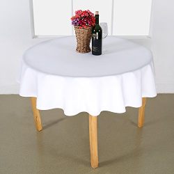 Deconovo Solid Oxford Water Resistant Stain Resistant Tablecloth, 90 Inch Diameter White