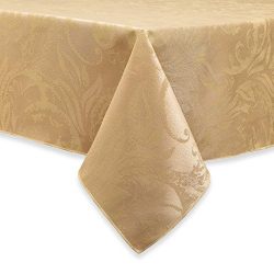 Autumn Scroll Damask Tablecloth (60 x 120 Inches, Gold Color) Oblong