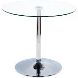 Simple Living White Chrome Metal Stand Single Pisa Dining Table White Contemporary , Espresso