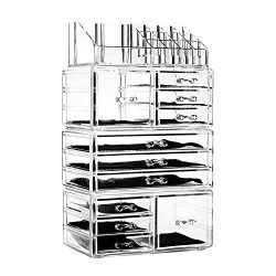Unique Home Acrylic Jewelry and Cosmetic Storage Makeup Organizer Set, 4 Piece
