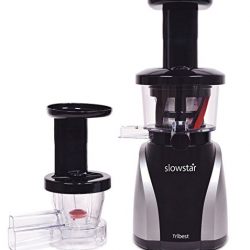 Tribest Slowstar Vertical Slow Juicer and Mincer SW-2020, Cold Press Masticating Juice Extractor in Silver and Black