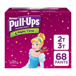 Pull-Ups Night-Time, 2T-3T (18-34 lb.), 68 Ct., Potty Training Pants for Girls, Disposable Potty Training Pants for Toddler Girls (Packaging May Vary)