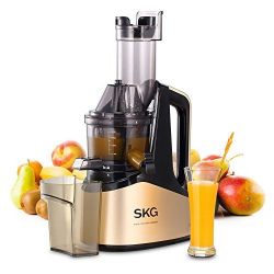 SKG Slow Masticating Juicer Extractor with Wide Chute (240W AC Motor, 43 RPMs, 3" Big Mouth) Anti-Oxidation Lower Noisy - Vertical Masticating Cold Press Juicer-Champagne