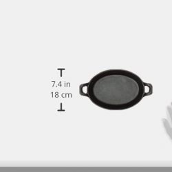 American Metalcraft Cast Iron Oval Casserole Pan with Handles, 12" L x 6.75" W, Black