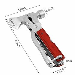Ezyoutdoor 10 in 1 Hammer Outdoor Pocket tools Sport Camp Bike Stainless Steel Fold Multi Tools for Household Camping Hiking Hunting Outdoor Survival with Climbing Carabiner