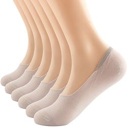 Areke Mens Cotton Mesh Low Cut No Show Hidden Contour Socks,Non Slip Thin Knit Boat Line Fake Casual Soxs Color Skin 6Pack Size A
