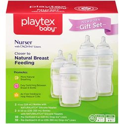 Playtex Baby Nurser Baby Bottle with Drop-Ins Disposable Liners, Closer to Breastfeeding, Gift Set