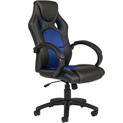 Best Choice Products Executive Racing Office Chair PU Leather Swivel Computer Desk Seat High-Back Blue
