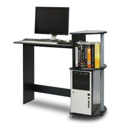 Furinno Compact Computer Desk, Black/Grey