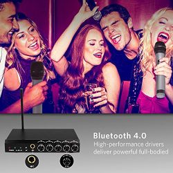 ARCHEER Bluetooth Wireless Microphone System VHF Dual Chanel Handheld Micorphone Mini Portable Singing Mixer Karaoke Machine for Outdoor Wedding, Conference, Home KTV, Evening Party, Speech