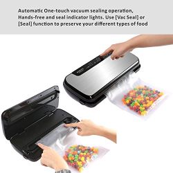GERYON Vacuum Sealer, 4-in-1 Automatic Food Sealers with Starter Kit of Saver Roll, Bags and Hose for Food Preservation (Stainless Steel)