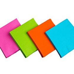 Party Essentials 2-Ply Paper Cocktail Beverage Napkins, Assorted Neon Brights, 48-Count