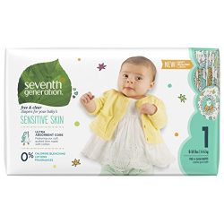 Seventh Generation Baby Diapers, Free & Clear for Sensitive Skin with Animal Prints, Size 1, 160 count (Packaging May Vary)