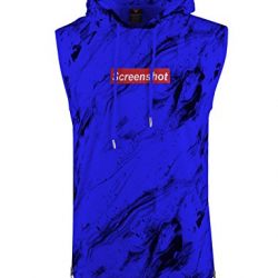 SCREENSHOTBRAND- Mens Hip Hop Longline Premium Tee - Pullover Sleeveless Hooded Fashion Screenshot Logo T-shirt - Royal - 2XLarge