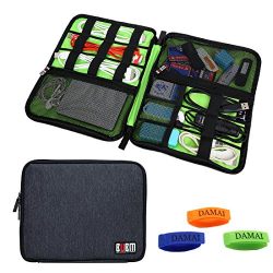 BUBM Universal Electronics Accessories Organizer, Travel Gear Carry Bag for Cables, USB Hard Drive, Plug, External Flash Drive and More, Lightweight and Compact (Large-Black)