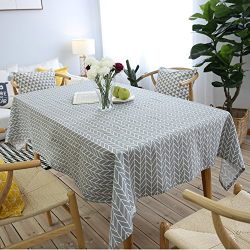 ColorBird Geometric Series Tablecloth Arrow Pattern Cotton Linen Dust-proof Table Cover for Kitchen Dinning Tabletop Linen Decor (Rectangle/Oblong, 55 x 102 Inch, Grey)
