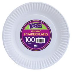 Nicole Home Collection 100 Count Everyday Dinnerware Paper Plate, 9-Inch, White