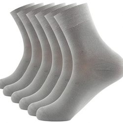 Areke Mens Bamboo Knit Crew Casual Socks,Thin Lightweight Wick Dry Mid Calf Athletic Sox Color Light Grey 6Pack Size A