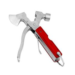 Ezyoutdoor 10 in 1 Hammer Outdoor Pocket tools Sport Camp Bike Stainless Steel Fold Multi Tools for Household Camping Hiking Hunting Outdoor Survival with Climbing Carabiner