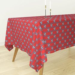 Roostery Tablecloth - Red White And Blue Tricolor Patriotic Tennessee Star Richelieu Lonely Angel by Peacoquettedesigns - Cotton Sateen Tablecloth 70 x 90