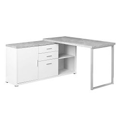 Monarch Specialties Computer Desk - 60" L White/Cement-Look Left/Right Face