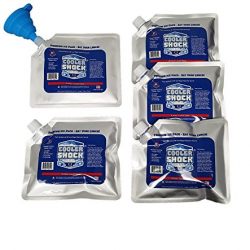 Set of 5 Cooler Shock lunch bag size ice packs - high performance 18 degree Fahrenheit using phase change science to achieve 8-10 hour cooling - avoid spoilage so you can eat your lunch!