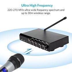 ARCHEER Bluetooth Wireless Microphone System VHF Dual Chanel Handheld Micorphone Mini Portable Singing Mixer Karaoke Machine for Outdoor Wedding, Conference, Home KTV, Evening Party, Speech