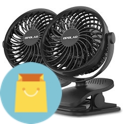 OPOLAR Rechargeable Clip on Fan, USB or Battery Operated Small Fan with 4 Speeds, 360 Degree Rotation, Quiet Desk Fan, Powerful Wind for Baby Stroller, Crib, Outdoor Activity, Home and Office-Two Pack