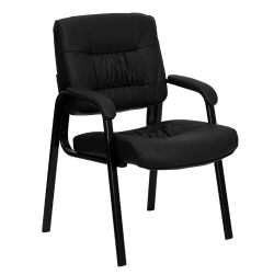 Flash Furniture Black Leather Executive Side Reception Chair with Black Frame Finish