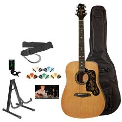 Sawtooth ST-ADN-D-KIT-3 Acoustic Guitar with Black Pickguard w/ Custom Graphic - Includes Accessories, Gig Bag & Online Lesson