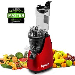 Juicer, Argus Le Slow Masticating Juicer Extractor, 3" Wide Chute Cold Press Juicer Machine, Low Speed Juicer for High Nutrient Fruit and Veggies Juice