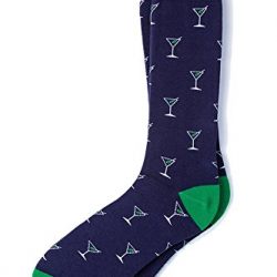 Men's Hipster Straight Up & Dirty Martini Cocktail Contemporary Crew Dress Socks (Navy Blue)