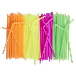 Neon Colored Drinking Straws (500-Count) Flexible, Disposable Kid Friendly, Assorted Colors
