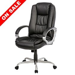 Merax Office Desk Chair Ergonomic High Back PU Leather Chair Executive Swivel Task Chair New Upgrade Version 2018 (All black)