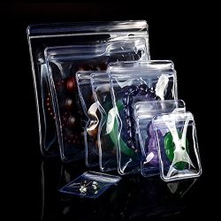 Reclosable PVC Jewellery Anti-Oxidation Poly Pouch Flat Ziplock Jade Pearl Bracelet Zipper Bags Grip Seal Resealable Plastic Packaging Jewelry Necklace Wrapping (50, 13x13cm (5.1x5.1 inch))