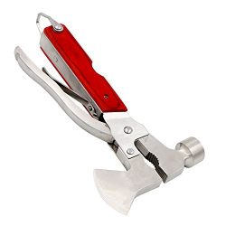 Ezyoutdoor 10 in 1 Hammer Outdoor Pocket tools Sport Camp Bike Stainless Steel Fold Multi Tools for Household Camping Hiking Hunting Outdoor Survival with Climbing Carabiner