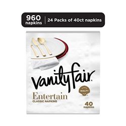 Vanity Fair Entertain Dinner Napkins, 960 Count Paper Napkins (24 Packs of 40 Napkins) (Packaging Design May Vary)