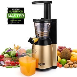 Argus Le Slow Juicer Machine, Easy to Clean Masticating Juicer Extractor, Quiet Motor and Reverse Function, Cold Press Juicer for High Nutrient Fruit and Vegetable Juice