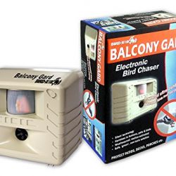 Bird-X Balcony Gard Ultrasonic Bird Repeller keeps birds away from small areas like balconies, decks and small yards with silent-to-humans, ultrasonic sounds and vibrations
