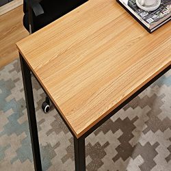 Need Computer Desk- 39.37'' Length Computer Table Study Writing Desk Gaming Desk Home Office Desk, Teak Color Desktop+ Black Frame