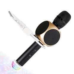 Bluetooth Wireless Karaoke Microphone with USB Disco Ball Party Light and Phone Holder, Archeer 3-in-1 Portable Home Party KTV Handheld Microphone Singing Machine with Speaker for iPhone Android iPad