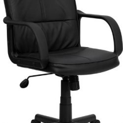 Flash Furniture Mid-Back Black Leather Swivel Task Chair with Arms