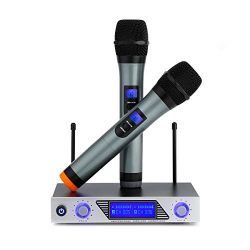 ARCHEER VHF Wireless Microphone System, Handheld Professional Home KTV Set with Dual Channel Handheld Microphone for Conference, Karaoke, Recording, YouTube, Evening Party